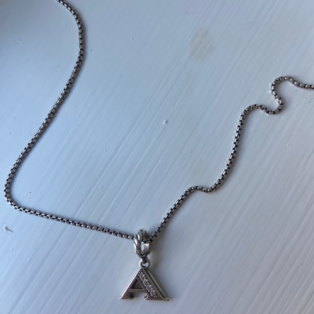 David Yurman A initial Pave Necklace
